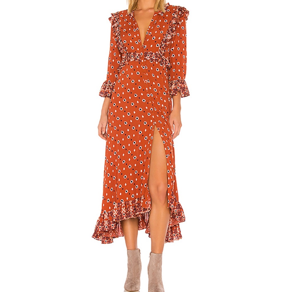 Free People Calico Skies Midi Dress NWOT
